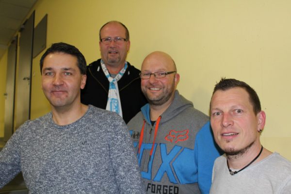Thomas Böttcher, Mike Böhme, Rico Krößler und René Kick sind seit den 70er Jahren CFC-Fans. Foto: Cindy Haase
